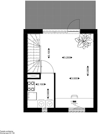 Floorplan - Rozenstraat Bouwnummer C.012, 5014 AJ Tilburg